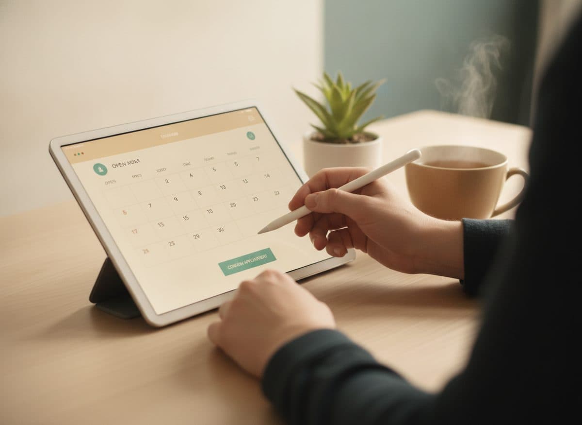 Scheduling a Nanoom consultation on a tablet